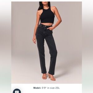 Abercrombie 90s Ultra High Rise Straight Jeans in Black (Long Length)